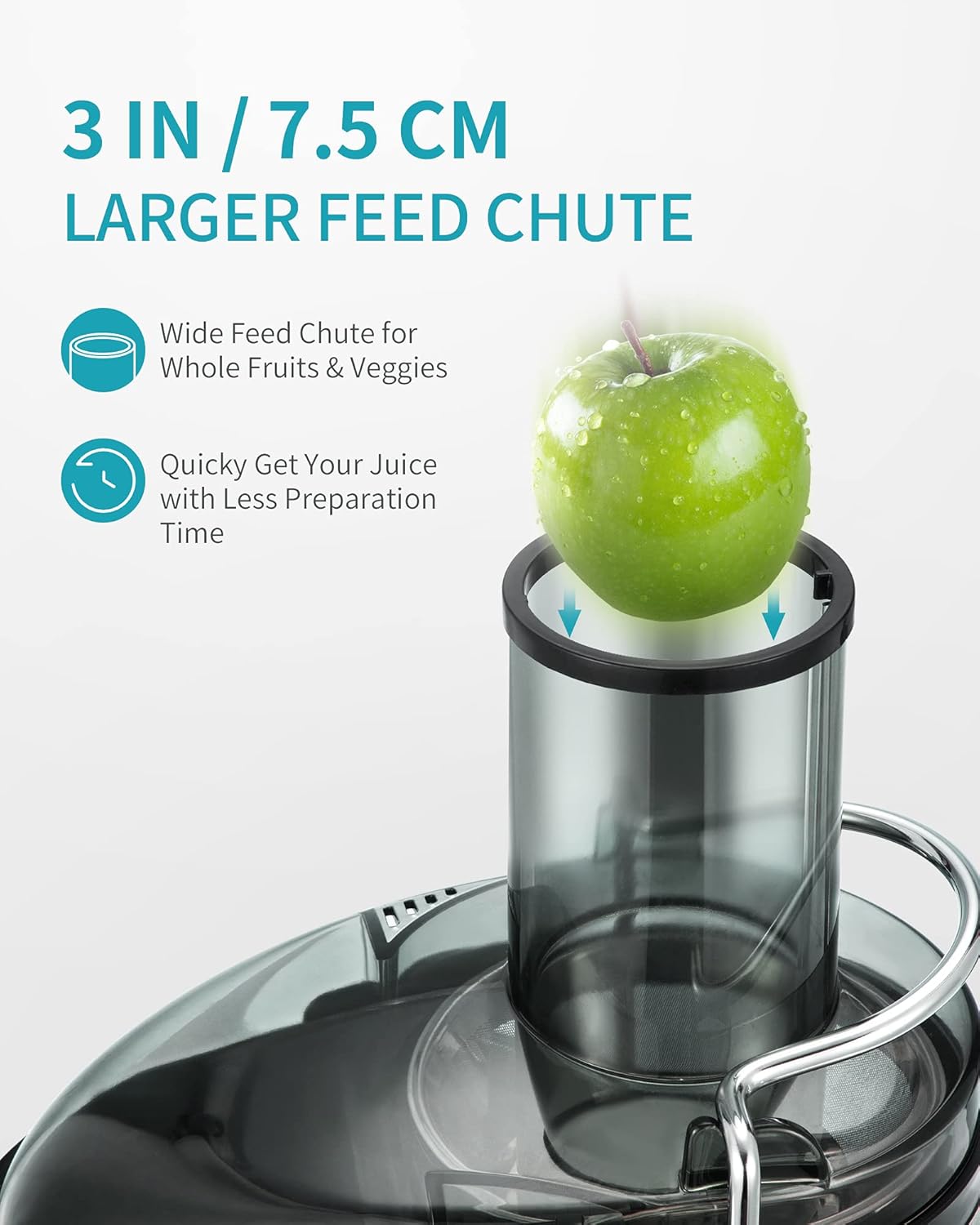 Ultrean Centrifugal Juicer, Juicer Machine with Extra-wide 3 inches Feed Chute, 2 Speed Juicer Extractor for Fruits & Vegetables, Citrus Juicer Easy to Clean, Electric Juicer with Big Mouth BPA Free, 800W