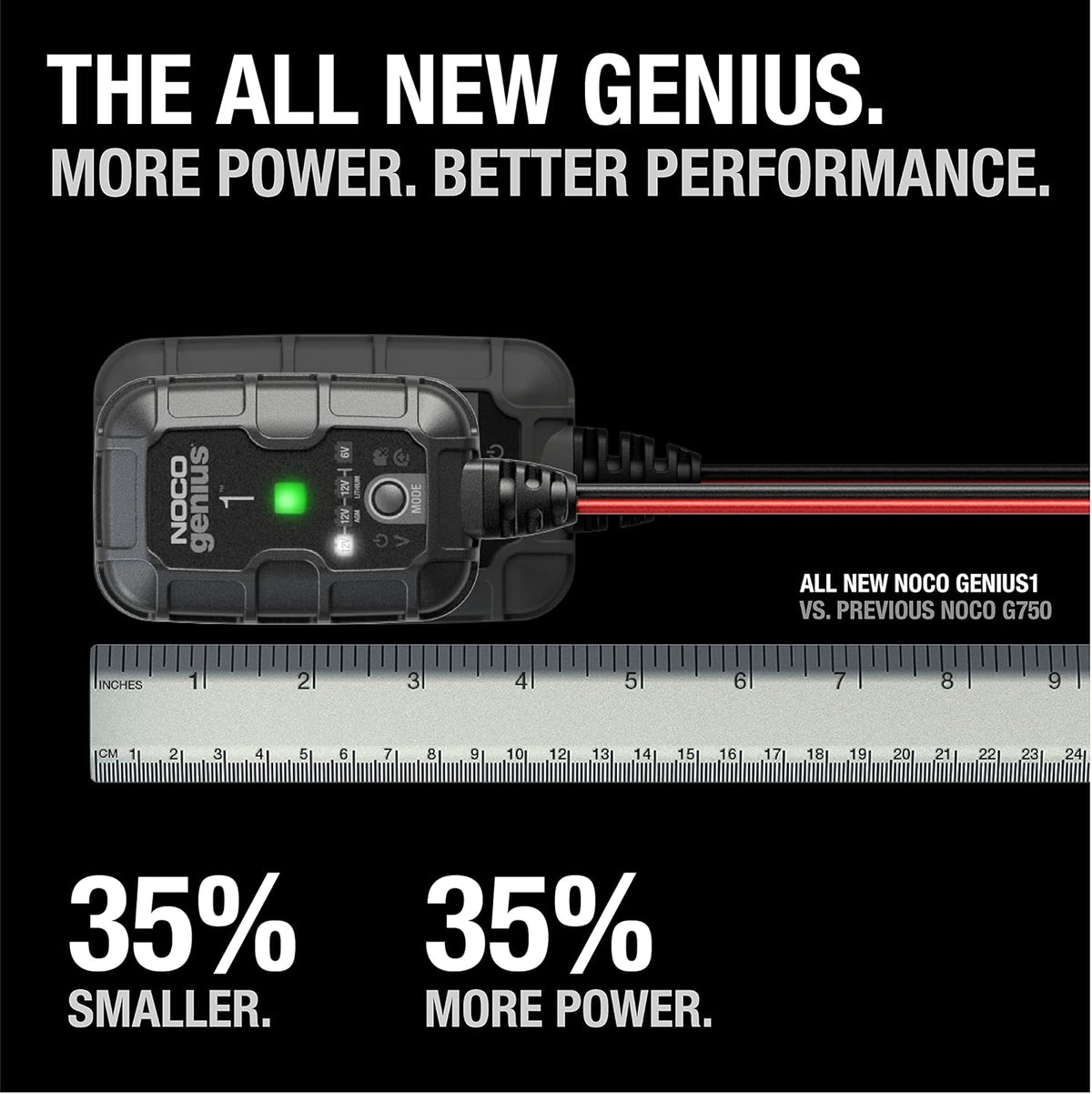 NOCO GENIUS1 1A Smart Battery Charger 6V/12V – Automatic Trickle Charger & Maintainer – Desulfator with Temperature Compensation & Overcharge Protection - PuriLite