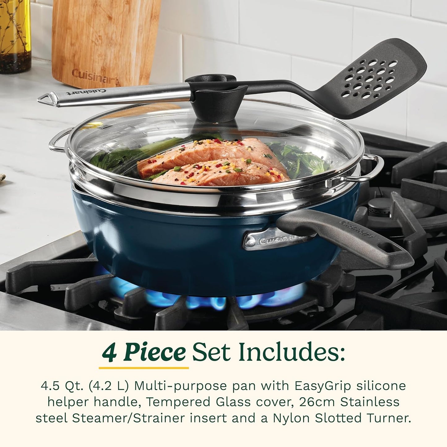 Cuisinart Multi-Purpose Non-Stick Pan, Includes 4.5 Qt. Pan w/Cover, Steamer, Slotted Turner (PP4-26NVC)