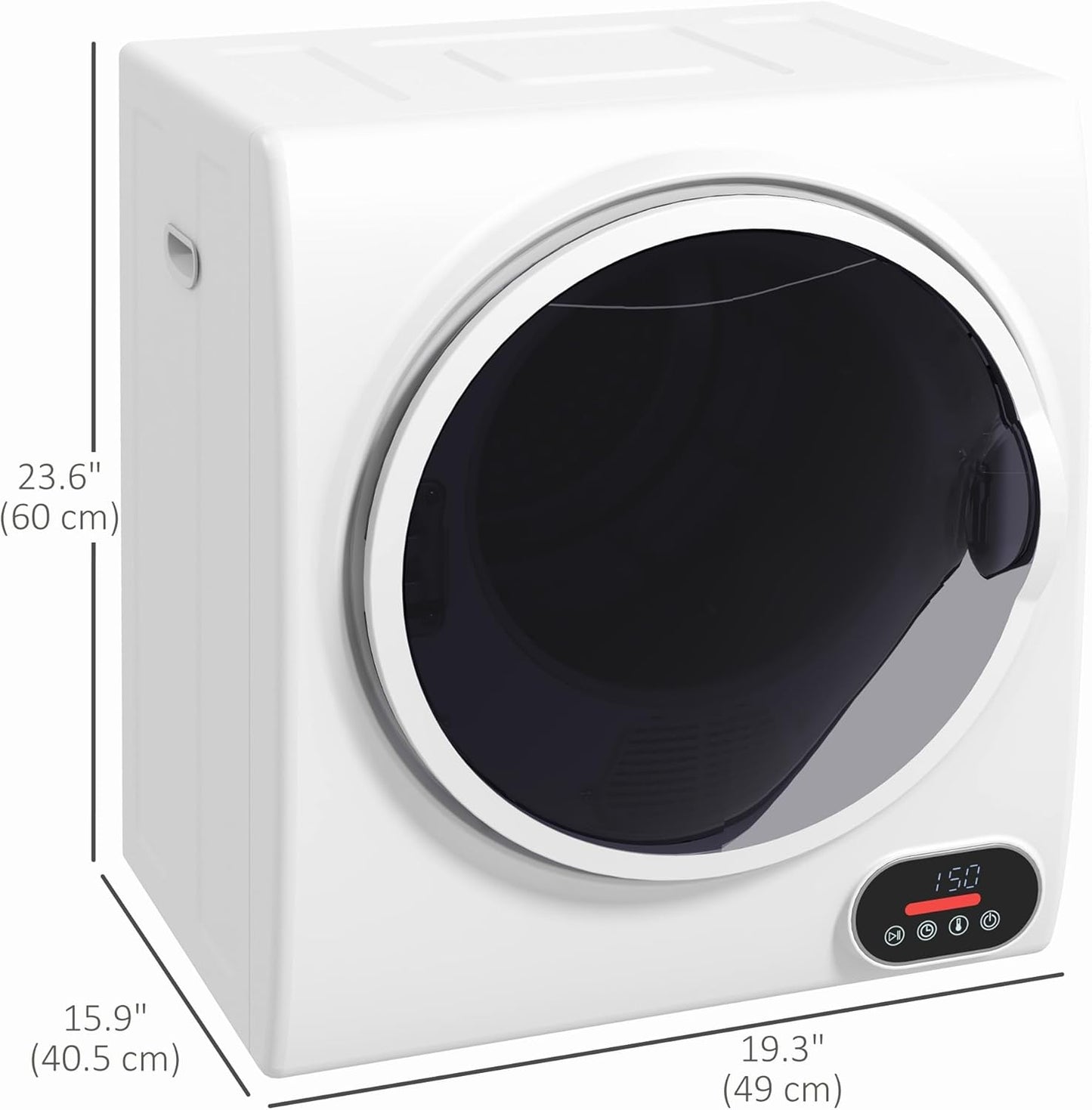 HOMCOM 850W 9lbs Electric Portable Compact Laundry Clothes Dryer, 1.5 cu.ft Portable Tumble Dryer with Stainless Steel Drum, for Apartment, Home, White