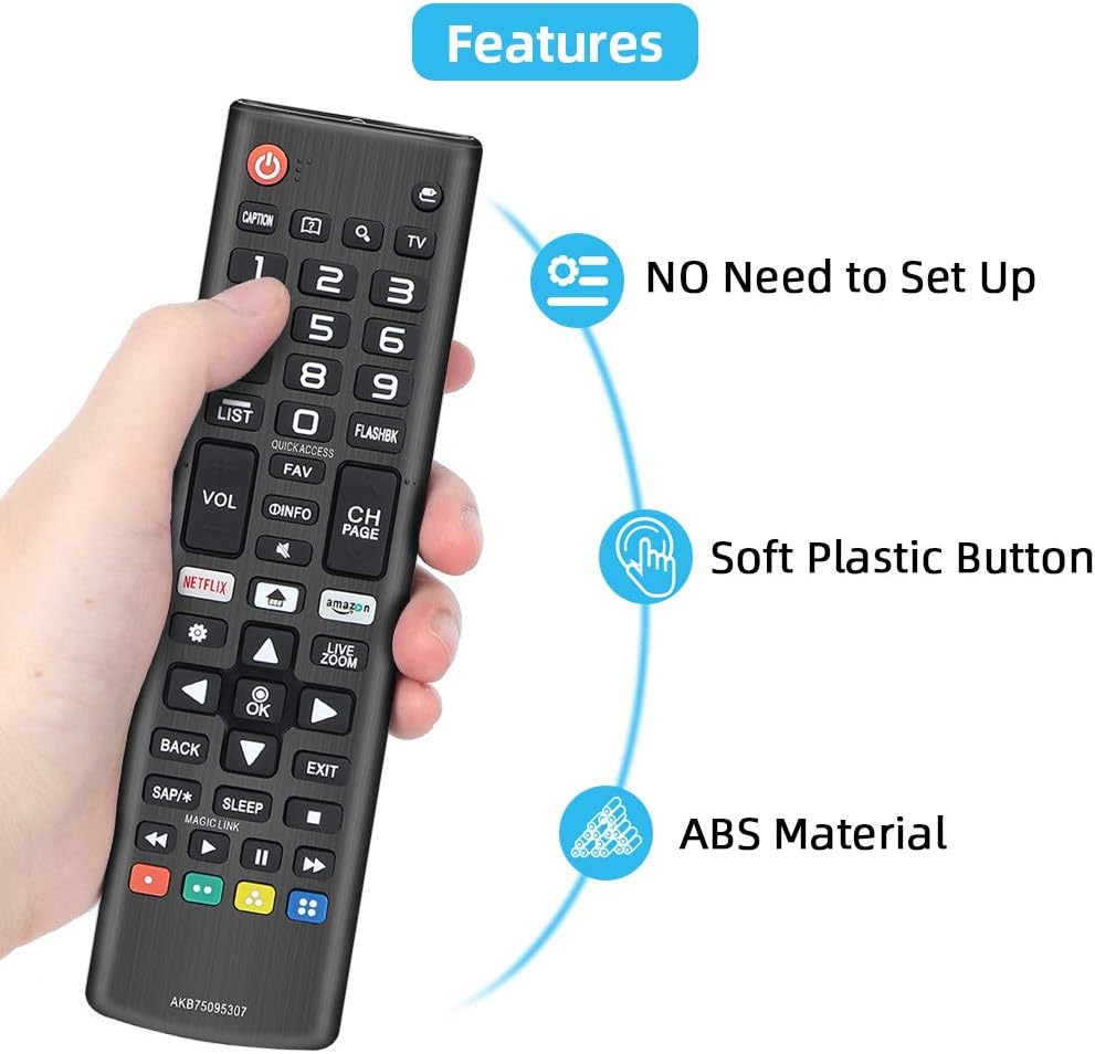 Universal Replacement for All LG Remote Control Smart TV OLED LCD LED HDTV 3D 4K Smart TVs AKB75095307 32LJ550B 43UJ6300 55LJ5500 55UJ6050 with Netflix Amazon Shortcut Buttons AKB75375604 AKB74915305