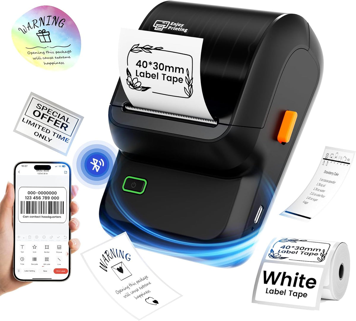 Label Maker,2025 New Version Bluetooth Label Printer,Label Maker Machine with Tape,Versatile App with 150+ Fonts & 500 Templates,Inkless Printer for Phone & Pc,Labeler for Home,Kitchen,Business - PuriLite