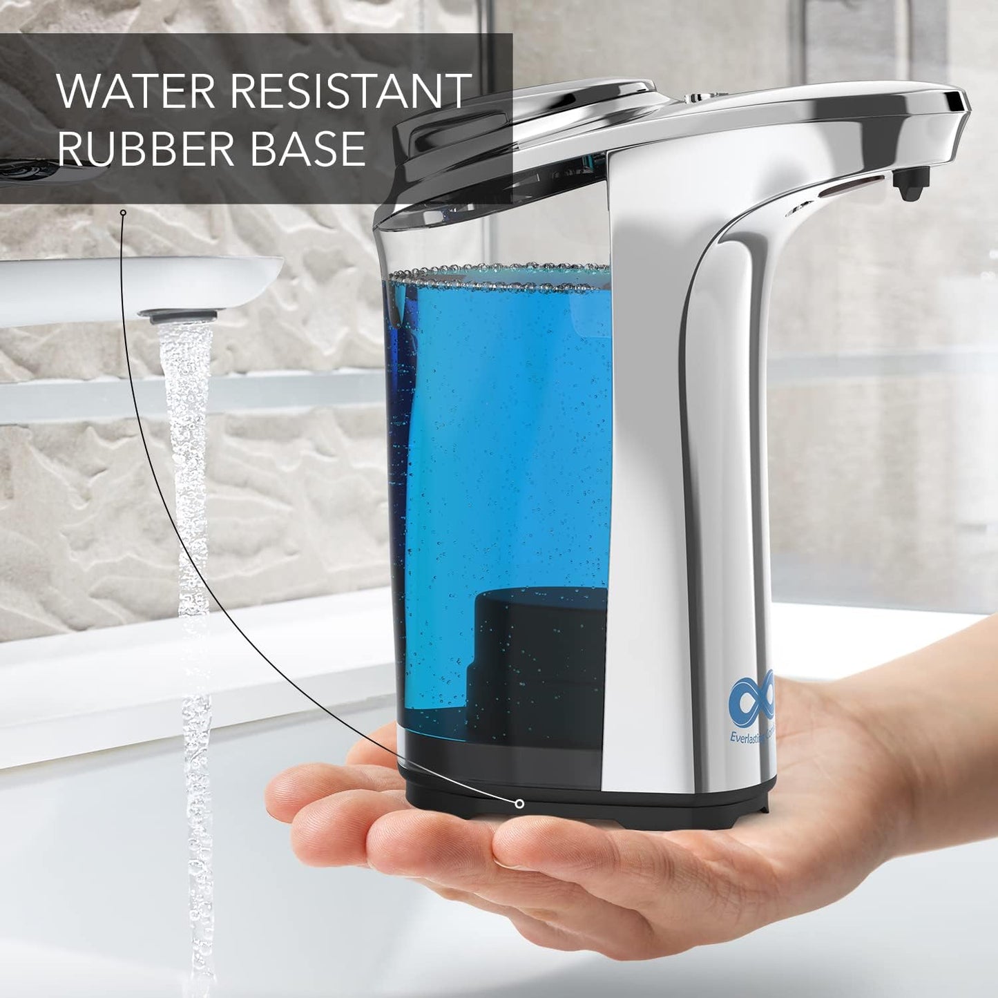 Everlasting Comfort Automatic Soap Dispenser, Touchless Hand & Dish Soap Dispenser, Liquid Soap Dispenser for Bathroom, Kitchen - Distributeur Savon Automatique (500ml)