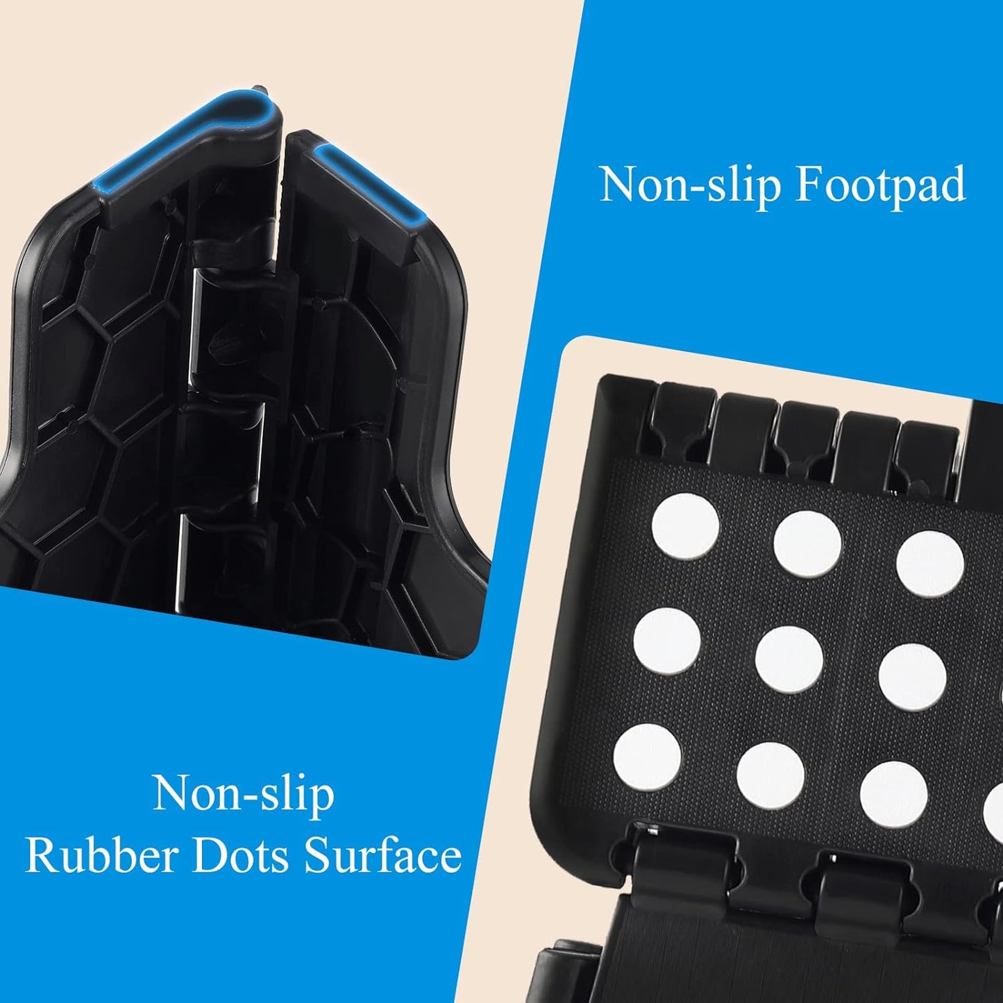 KOADOA Folding Step Stool, 9 Inch Plastic Foldable Step Stool for Kids Adults - Holds Up to 330 lbs Foot Stool with Non-Slip Surface, Carry Handle for Kitchen Bathroom Bedroom