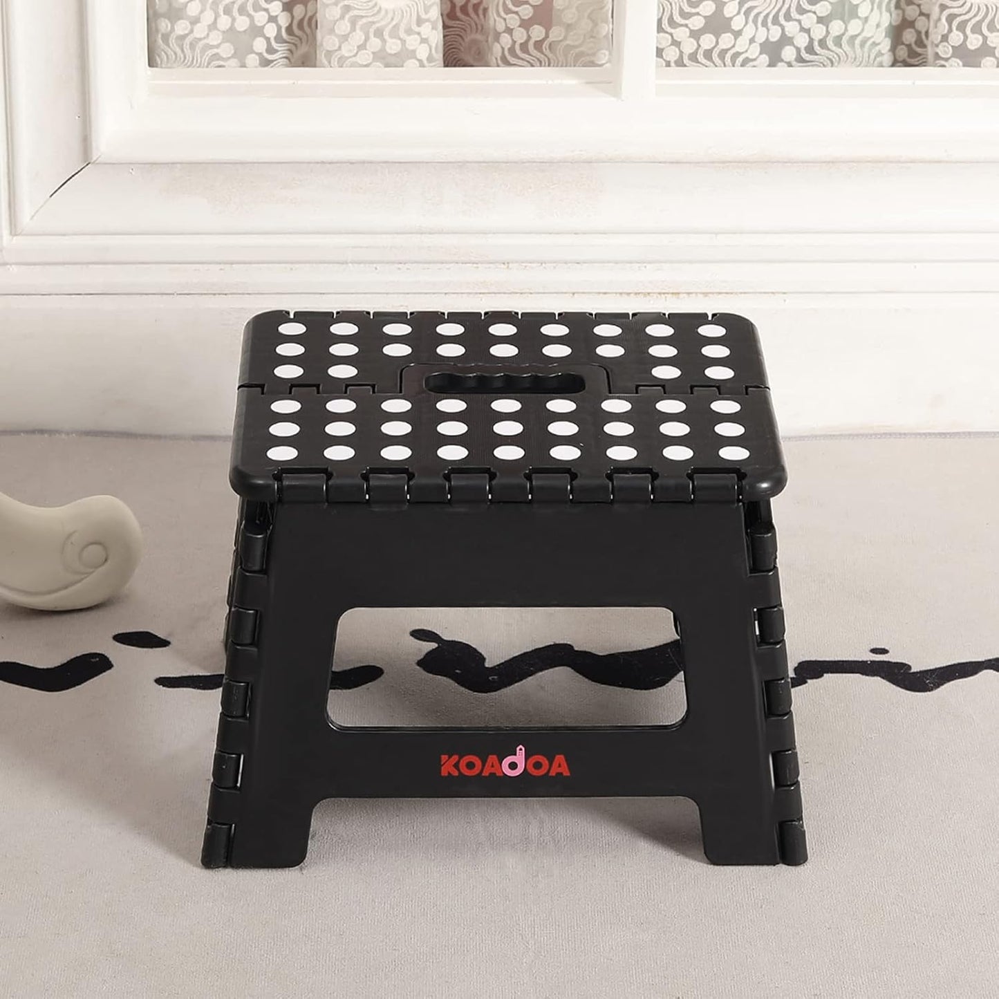 KOADOA Folding Step Stool, 9 Inch Plastic Foldable Step Stool for Kids Adults - Holds Up to 330 lbs Foot Stool with Non-Slip Surface, Carry Handle for Kitchen Bathroom Bedroom