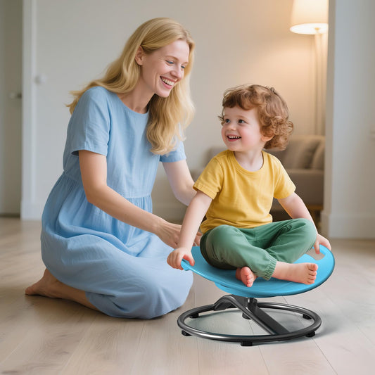 Pozoera Spinning Chair for Autistic Kids - Sensory Spinning Chair for Autistic Children with Safety Handle & Non-Slip Design, Sensory Swivel Chairs for Kids 3-12 Years(Blue)