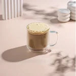 JoyJolt Haven 13.5 oz Fluted Stackable Double Wall Glass Mugs, Set of 6
