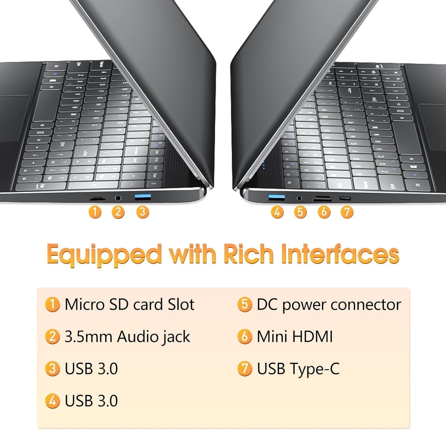 SGIN Laptop, 15.6 Inch Laptops Computer with 8GB DDR3 512GB SSD I3 Processor, Windows 11 Home, HDMI, Wi-Fi 5, 7000mAh, Numeric Keypad, USB3.0, Bluetooth4.2, Type-C(Black)
