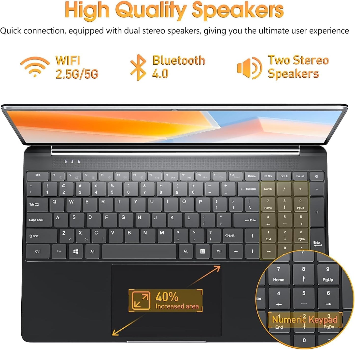 SGIN Laptop, 15.6 Inch Laptops Computer with 8GB DDR3 512GB SSD I3 Processor, Windows 11 Home, HDMI, Wi-Fi 5, 7000mAh, Numeric Keypad, USB3.0, Bluetooth4.2, Type-C(Black)