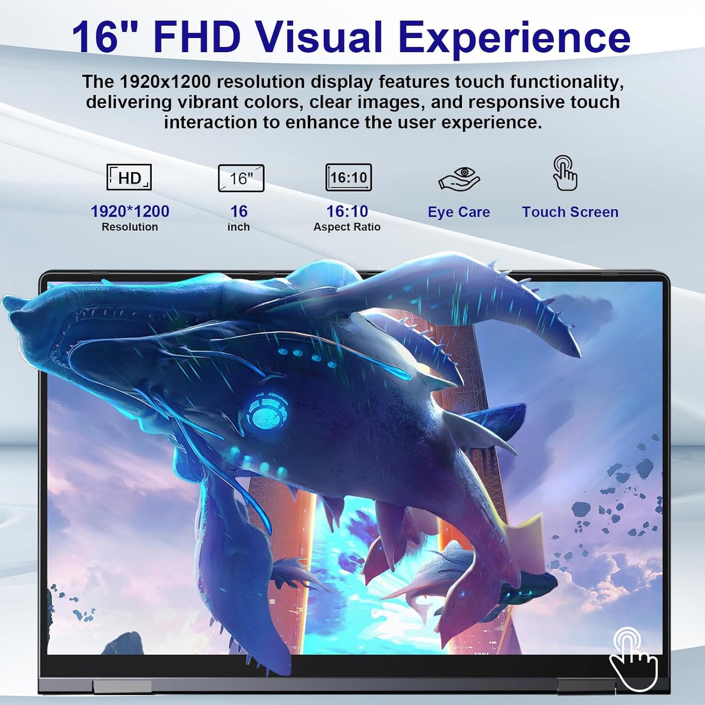 jumper 16 inch Convertible Laptop, 2 in 1 Laptop Computer with IPS FHD 360 Degree Touchscreen, 16GB DDR4, 640GB Storage, Fingerprint Reader, Backlit Keyboard, 1 Year Office 365, 53.2WH, Wi-Fi 6