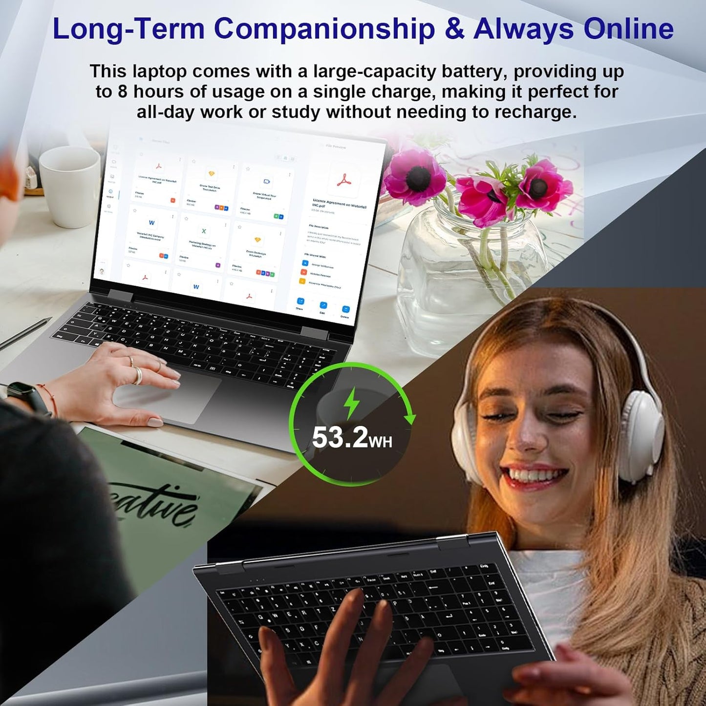 jumper 16 inch Convertible Laptop, 2 in 1 Laptop Computer with IPS FHD 360 Degree Touchscreen, 16GB DDR4, 640GB Storage, Fingerprint Reader, Backlit Keyboard, 1 Year Office 365, 53.2WH, Wi-Fi 6