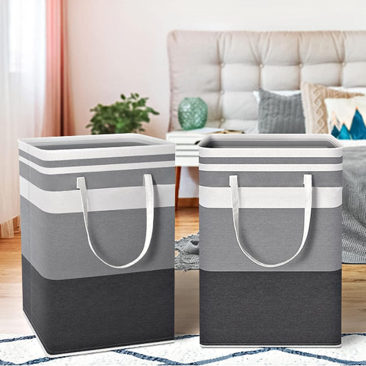 DZOMK 3-Pack Large Laundry Basket,80L Collapsible Large Laundry Baskets with Easy Carry Handles Freestanding Waterproof Clothes Hamper Storage Basket for Toys Clothes Organizer(Gradient Grey) - PuriLite