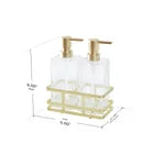Home Decor 3-piece Glass Soap Dispenser Set with Metal Storage Caddy