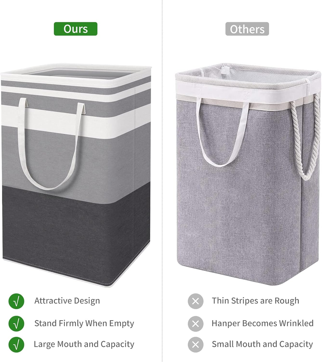 DZOMK 3-Pack Large Laundry Basket,80L Collapsible Large Laundry Baskets with Easy Carry Handles Freestanding Waterproof Clothes Hamper Storage Basket for Toys Clothes Organizer(Gradient Grey)