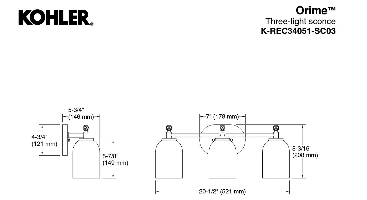 Kohler Orime Three-Light Wall Sconce
