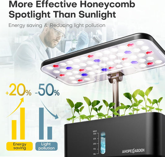 Indoor Gardening Kit - 10 Pods Plant Germination Kit - Hydroponic Growing System - Hydroponic Plant with LED Grow Light - Smart Garden Planter for Home Gardening - PuriLite