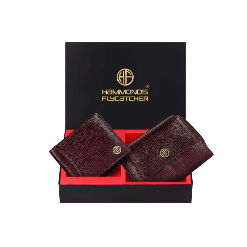 HAMMONDS FLYCATCHER Pure Cow Leather Wallet Combo Gift Set – Wedding Anniversary Gifts for Couples - PuriLite