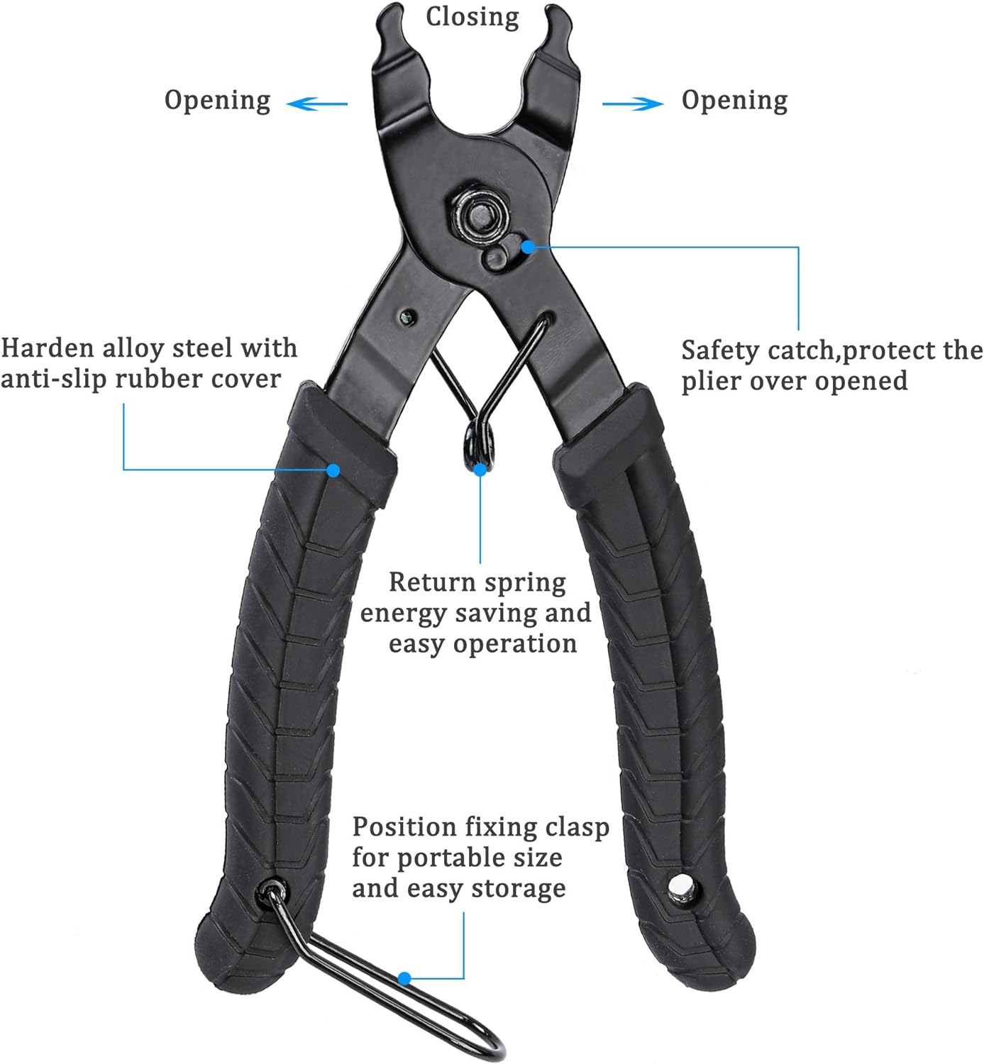 Bike Link Plier, Oumers Chain Plier Missing Link 2 in 1 Opener Closer Remover Plier/Bicycle Chain Plier Compatible with All Speed Chains Repair, Link