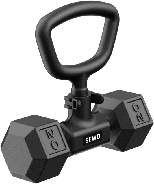 Dumbbell Kettlebell Converter by SEWD – Convert Dumbbells into Kettlebell for Home Gym Fitness – Adjustable Weights & Up to 220LB Capacity Kettlebell Handle for Weight Lifting, 90-Degree Rotating - PuriLite