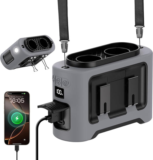 14500mAh Portable Waist Fan, Shirt Fan with Dual Air Outlet and 40H Cooling, 5-Speed Body Fan for Outdoor Camping Travel (Grey)