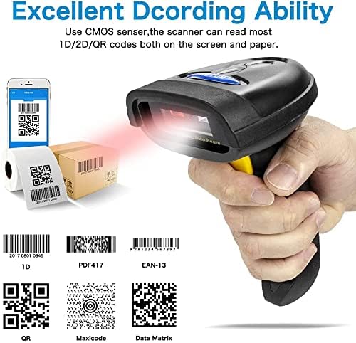 NETUM Bluetooth QR 2D Barcode Scanner Handheld USB Wireless 1D 2D Bar Codes Imager for Mobile Payment Computer Screen Scan for POS Android iOS iMac Ipad System NT-1228BL