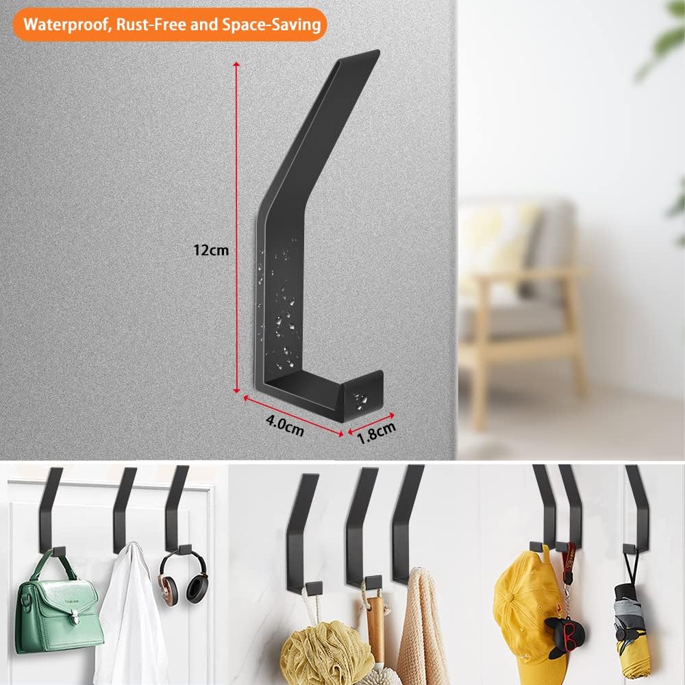 Coat Rack Hooks Wall Mounted, Black 4Packs, KYOEON Bath Towel Rope Hooks for Kitchen, Door, Cabinet, Bathroom, Foyers, Hallways, and Bedrooms