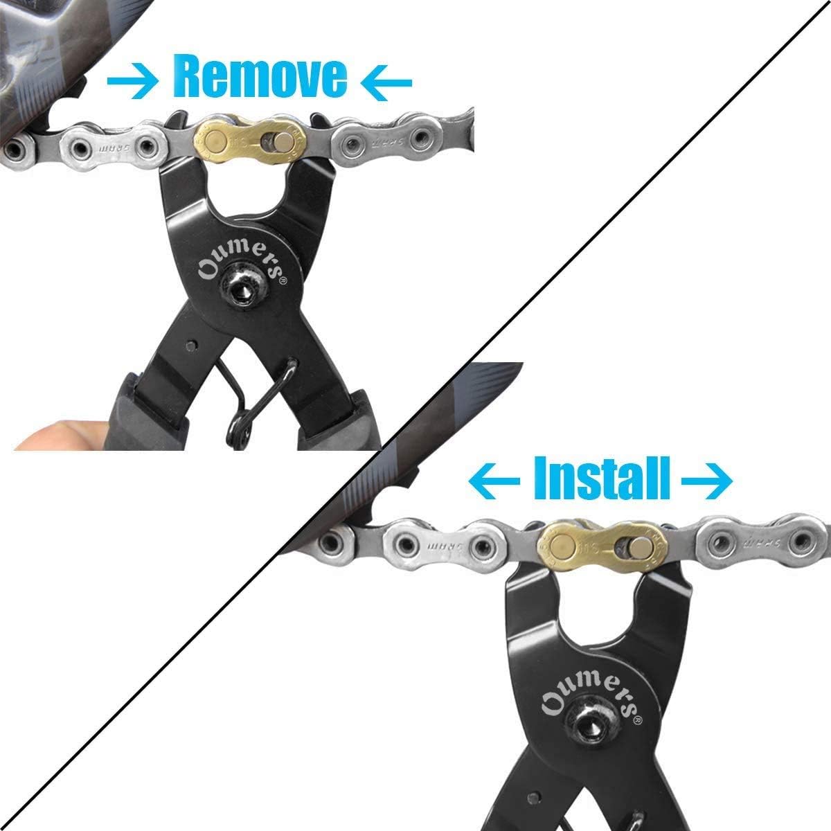 Bike Link Plier, Oumers Chain Plier Missing Link 2 in 1 Opener Closer Remover Plier/Bicycle Chain Plier Compatible with All Speed Chains Repair, Link