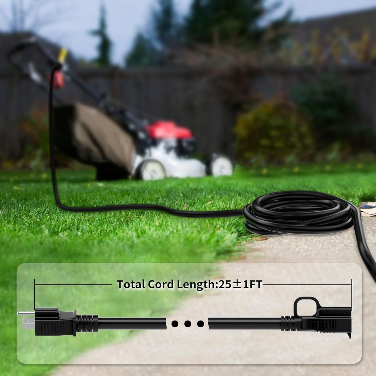 HUANCHAIN Indoor Outdoor Black Extension Cord 25 ft Waterproof, 16/3 Gauge Flexible Cold-Resistant Appliance Cable Outside, 13A 1625W 16AWG SJTW, 3 Prong Heavy Duty Electric Cord, ETL