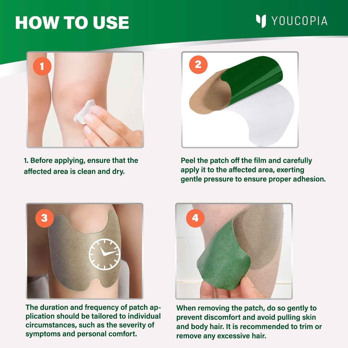 YOUCOPIA Knee Pain Relief Patches: 36 Count Natural Herbal Relieving Paste for Long Lasting Muscle and Joint Relief - Mugwort Arthritis Heat Patches Kit
