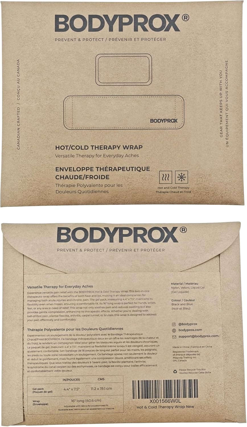 Cold & Hot Therapy Wrap by Bodyprox- Reusable Gel Pack for Pain Relief: Great for Sprains, Muscle Pain, Bruises, Injuries, Etc. (Foot, Arm, Elbow, Ankle).