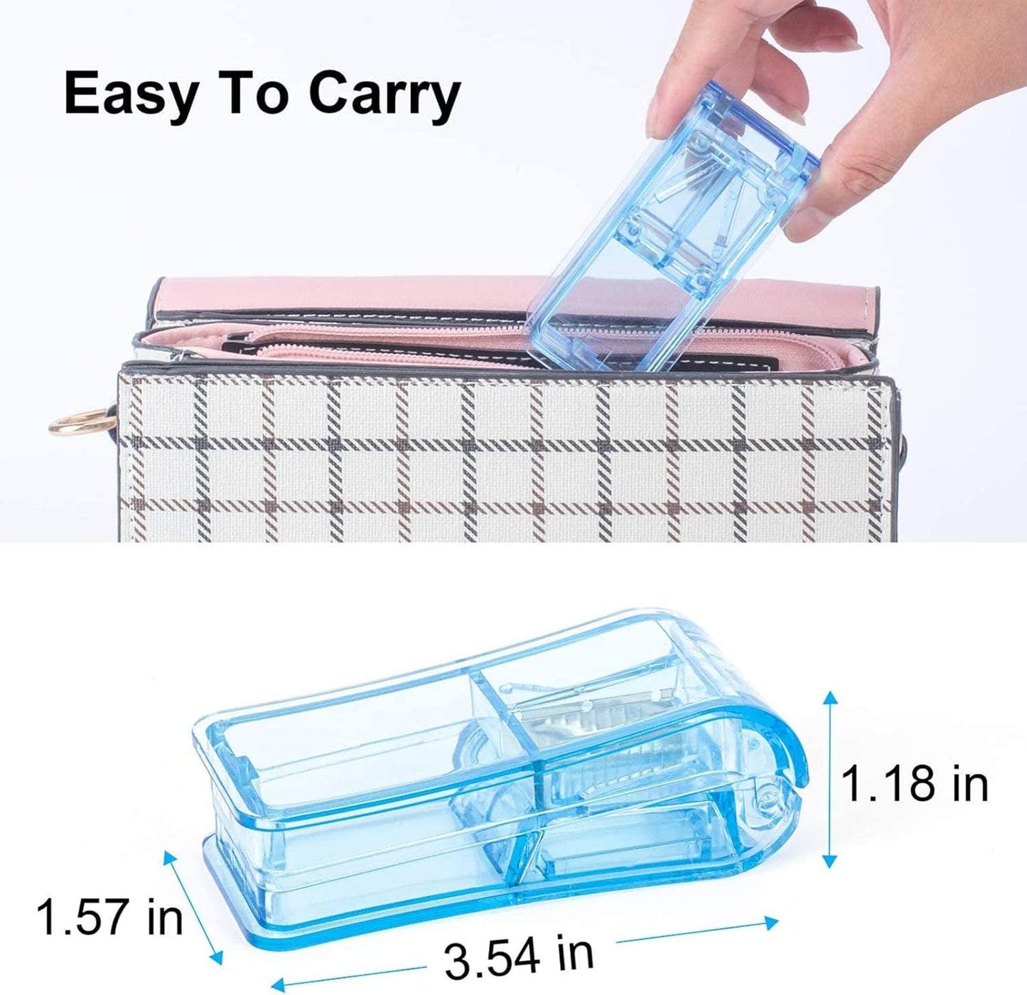 Qeedee Pill Slicer 2 Pack, Pill Cutter for Small or Large Pills, Tablet Splitter Portable Pill Splitter for Vitamins or Pills Cutting, Blue and Black
