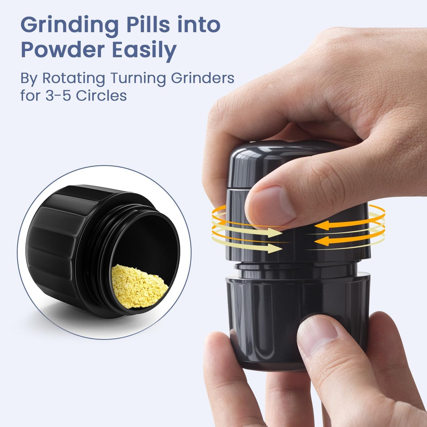 Renmingfed 3-in-1 Pill Crusher Pill Cutter with Storage Box,Pill Grinder with Stainless Steel Grinding Pestle, Pill Crusher Fine Powder, Pill Crushers for Elderly and Pets
