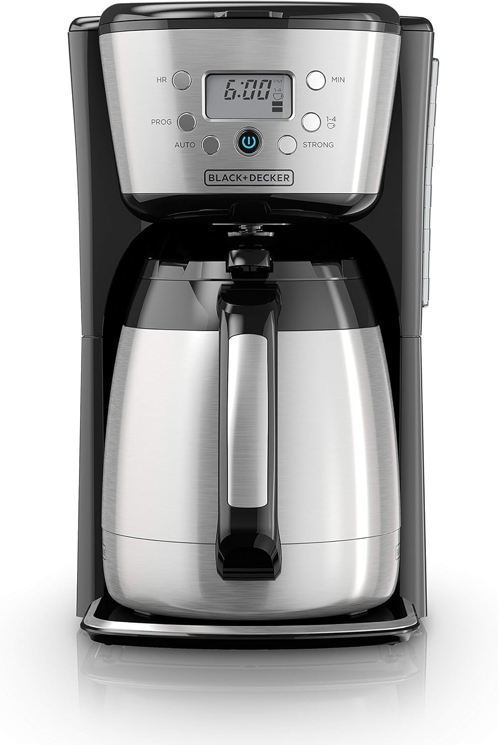 BLACK+DECKER Thermal Coffee Maker, 12 Cup, Programmable, Digital Controls, Black and Silver, CM2036SC