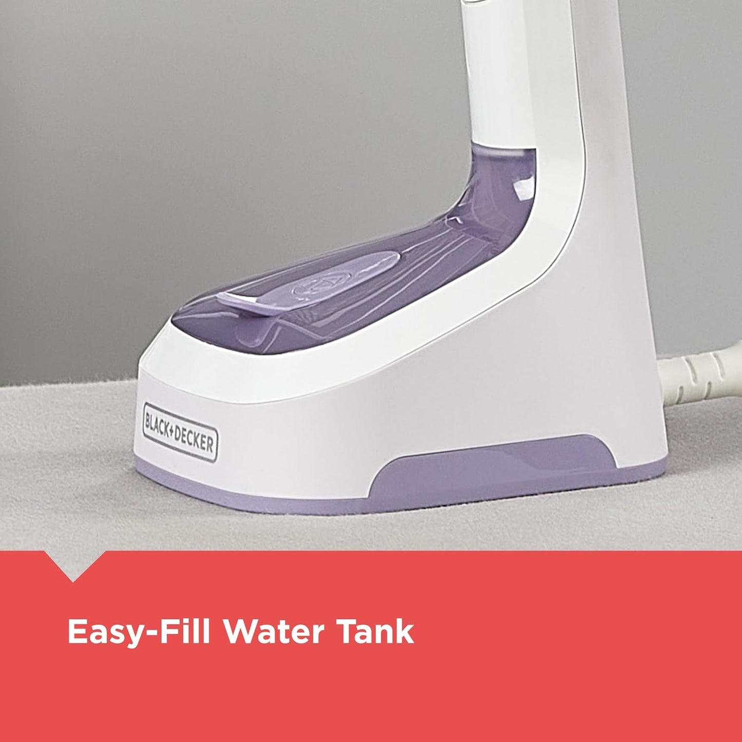 BLACK+DECKER Easy Store Pro Foldable Steamer, 45-Second Heat Up, Extra Long Power Cord & Lint Remover Attachment, Powerful Steam Performance for Clothes, Drapes & Upholstery