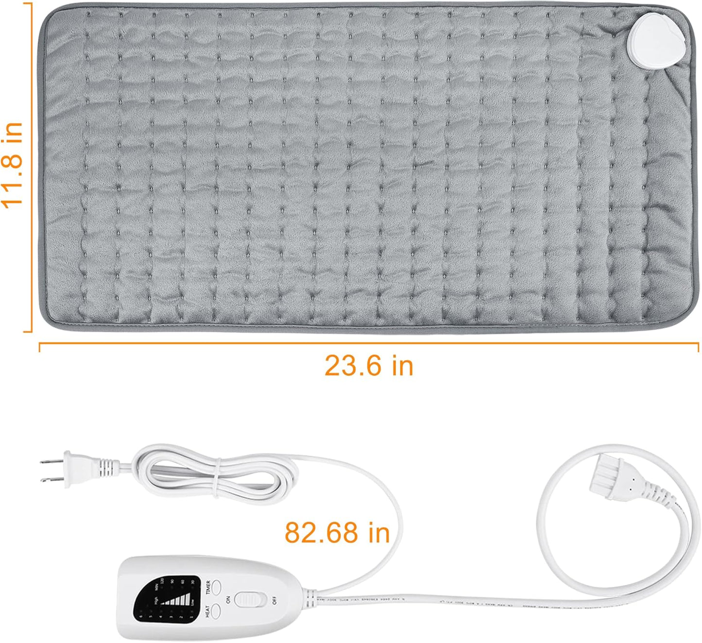 Heating Pad, Electric Heating Pad for Dry, Electric Heat Pad with Multiple Temp & Timer Settings, Auto Off(Silver Gray, 24‘’×12‘’)