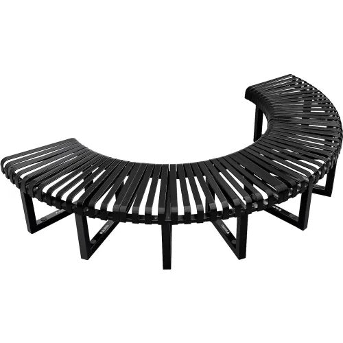 Global Industrial™ Outdoor Curved Bench, Steel Slat, Half Circle, Black