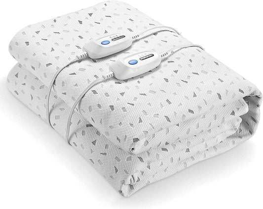 CURECURE Electric Heated Mattress Pad - Queen Size Underblanket with Dual Controllers, 4 Heating Levels, 10H Auto Off, 15" Deep Pocket, Machine Washable