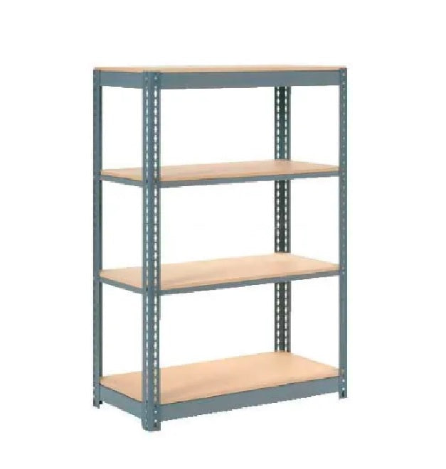Global Industrial 4 Shelf Heavy Duty Boltless Shelving Starter 36"Wx24"Dx72"H, Wood Deck, USA