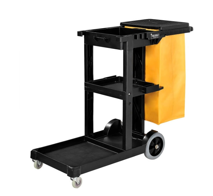 Global Industrial™ Janitor Cart Black with 25 Gallon Vinyl Bag