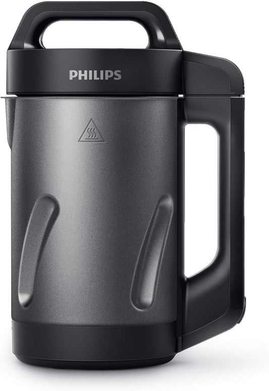 Philips Viva Collection SoupMaker, 1.2 L, Makes 2-4 servings, 6 Pre-set Programs, SoupPro Technology, Soup in Less than 18 Minutes, Eeasy Clean, Recipe Book, Black and Stainless Steel (HR2204/70)