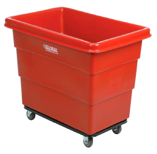 Global Industrial™ Plastic Bulk Box Truck, 8 Bushel, Steel Chassis Base, Red