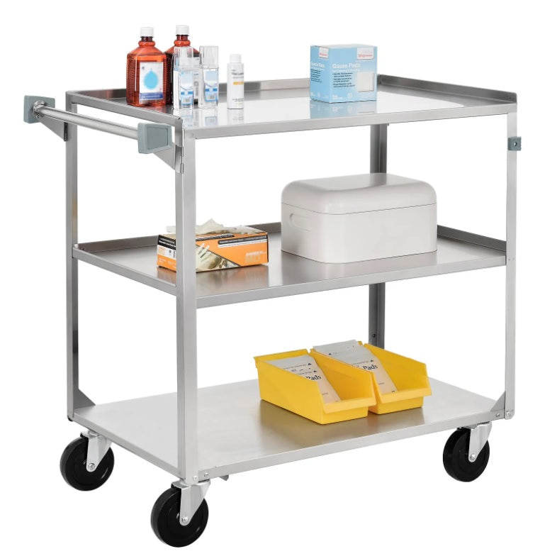 Global Industrial™ Stainless Steel Utility Cart, 300 lb. Capacity, 30-3/4"L x 18-3/8"W x 33"H