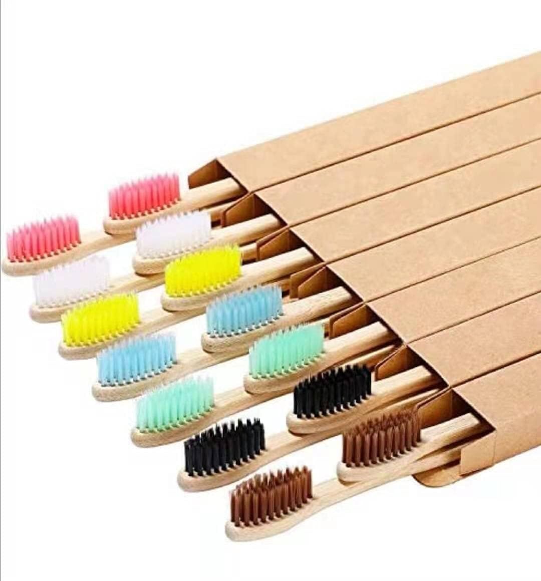 14 Pac Natuaral Green toothbrush bamboo,biodegradable and soft bristles