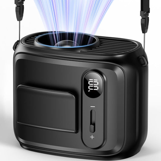 SWEETFULL Portable Fan, Waist Clip Fan, Neck Fan, 5000mAh Battery Operated Personal Fan with 1-100 Speeds, Small Cool Powerfull Belt Shirt Fan for Women Men - Black