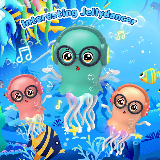 Dancing Jellyfish Crawling Toy with Lights & Music – Interactive Tummy Time Sensory Toy for for Kids – Ages 3–8 - PuriLite