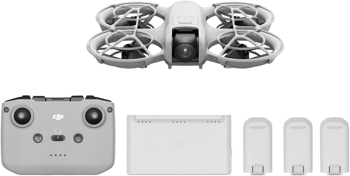 DJI Neo Fly More Combo, Mini Drone with 4K UHD Camera for Adults, 135g Self Flying Drone that Follows You, Palm Takeoff, Subject Tracking, QuickShots, Stabilized Video, with RC-N3 and 3 Batteries