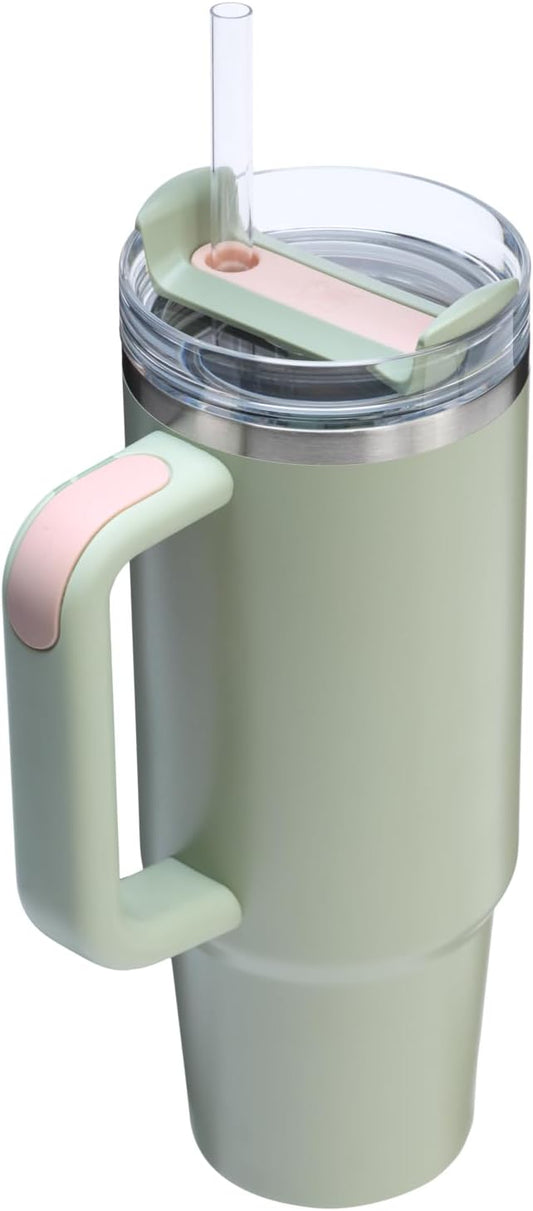 Stanley Quencher H2.0 Tumbler with Handle and Straw 30 oz | Flowstate 3-Position Lid | Cup Holder Compatible for Travel | Insulated Stainless Steel Cup | BPA-Free | Lichen - PuriLite