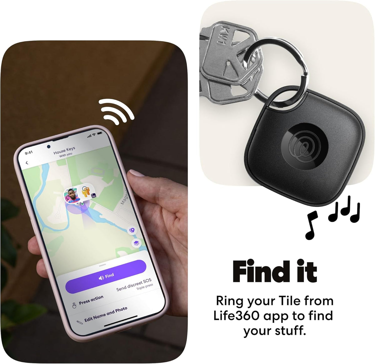 Tile by Life360 Mate (2024) Bluetooth Tracker, Keys Finder and Item Locator for Keys, Bags and More. Phone Finder. Both iOS and Android Compatible. 4-Pack (Black) - PuriLite