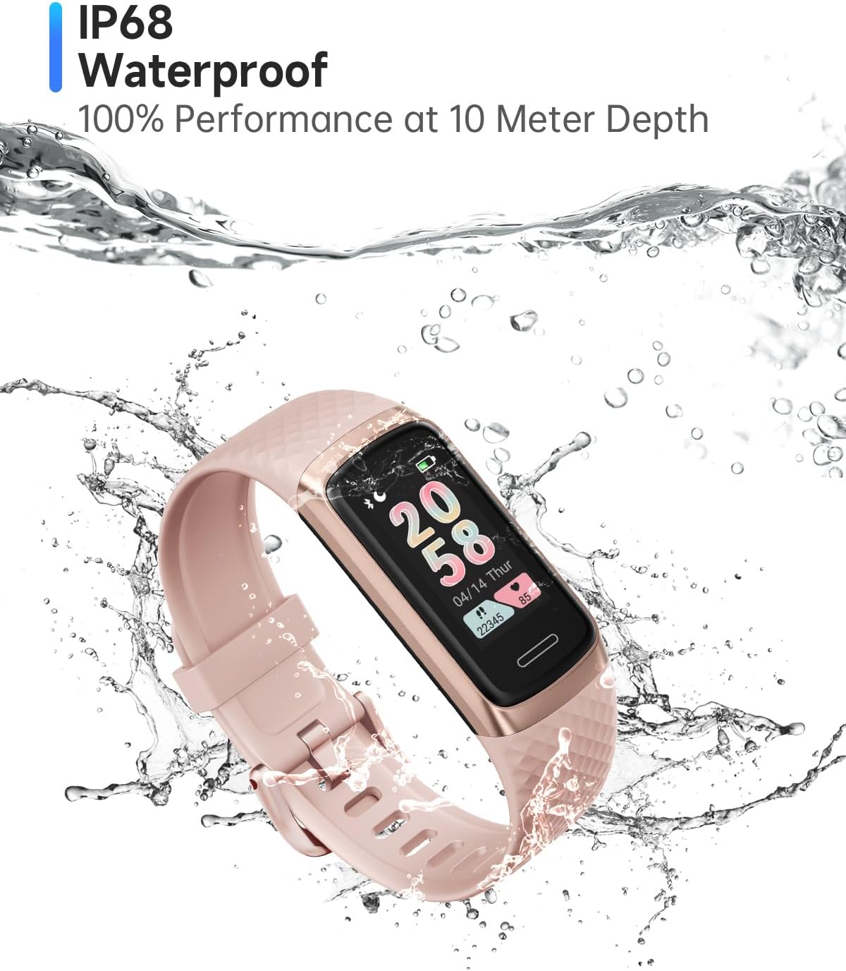 TOOBUR Fitness Tracker Watch with Heart Rate, Sleep Monitor, 14 Sport Modes IP68 Waterproof Pedometer Step Counter Compatible Android iOS Activity Wrist Band for Women, Pink