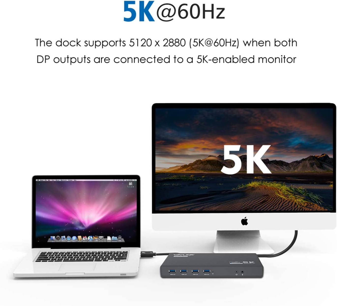 USB C 4K Docking Station, WAVLINK Laptop Dual Monitor with 65W Charging and Single 5K/Dual 4K @60Hz for USB-C and Thunderbolt 3 Windows,MacOS 10.14 Later (2 HDMI,2 DP,LAN, 6 USB,AudiO